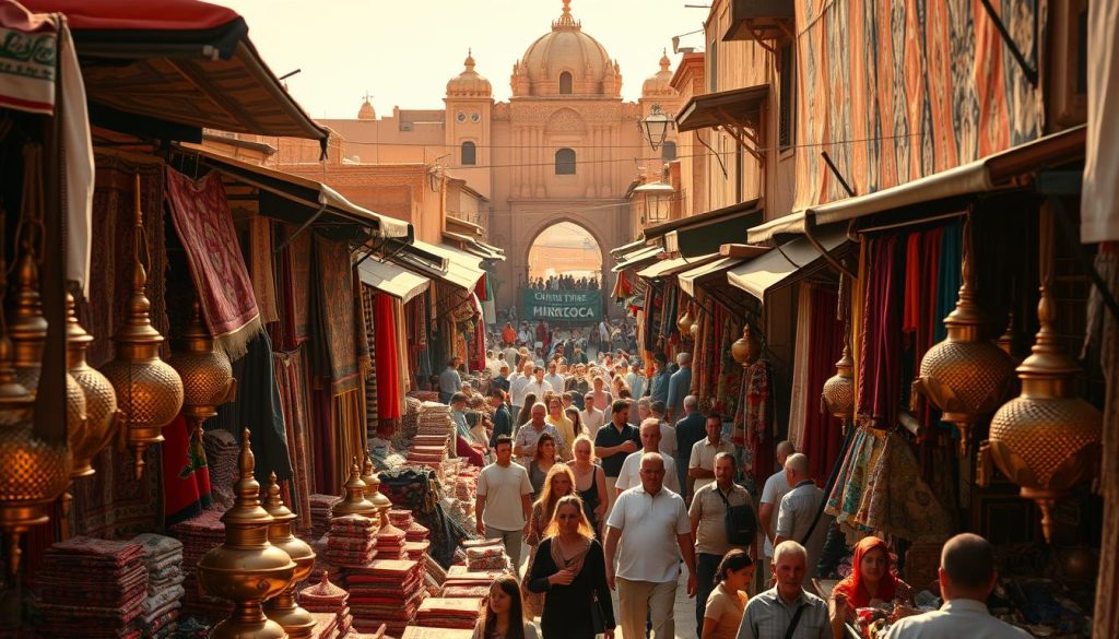 Morocco medinas traditional market scene